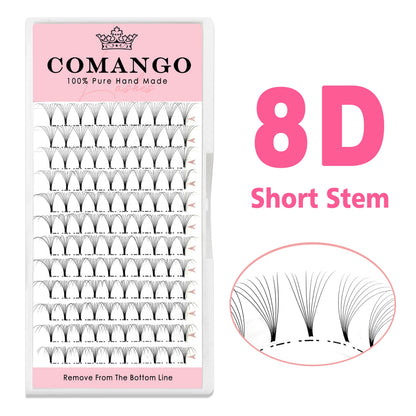 CoMango Premade Volume Fans Short Stem Russian Eyelash Extensions — 3D-10D Faux Mink Lashes Wholesale