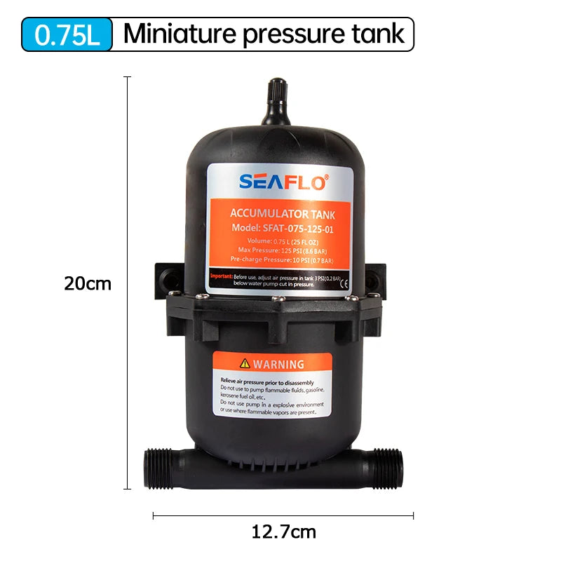 0.75L 1L 125PSI Pre-Pressurized Accumulator Tank – Water Pressure Storage Vessel for Pump Flow Control