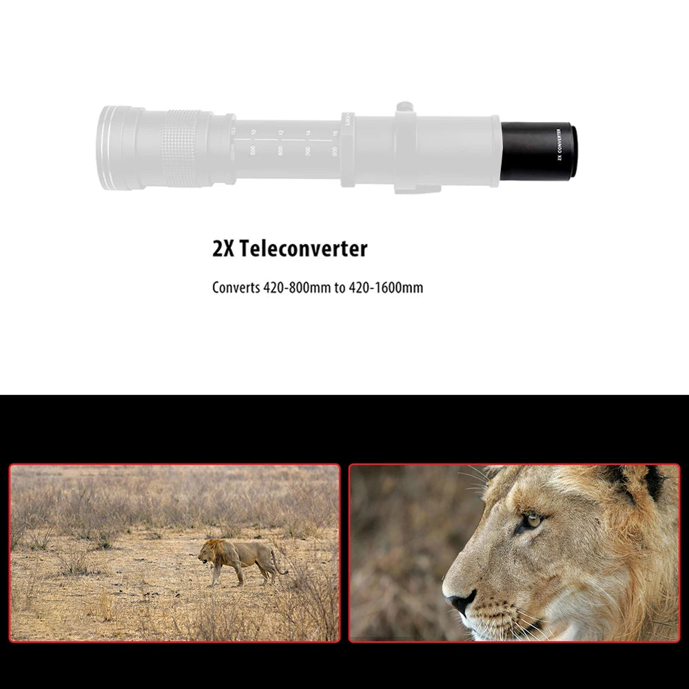 Lightdow 2x Teleconverter Lens - Magnification Converter for 420-800mm, 500mm, 800mm, 900mm, 650-1300mm T-Mount Telephoto Mirror Lenses