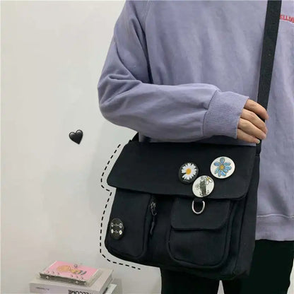 Cute Canvas Handbag for Women | Wild Student Shoulder Bag and Japanese Harajuku Crossbody Pouch | Fashionable Bolsas for Girls