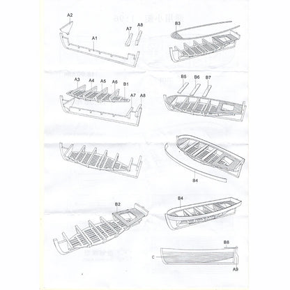 1/96 Mini Wooden Lifeboat Model Kit – Hand-Assembled Boat Toy