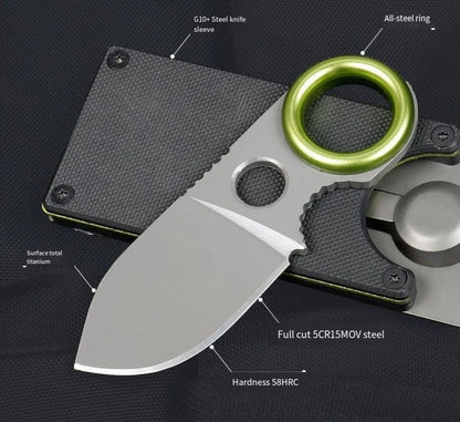 Portable Mini EDC Pocket Knife – Fixed Blade Multi-Tool for Camping, Keychain Use, Fruit Cutting (No Carabiner)
