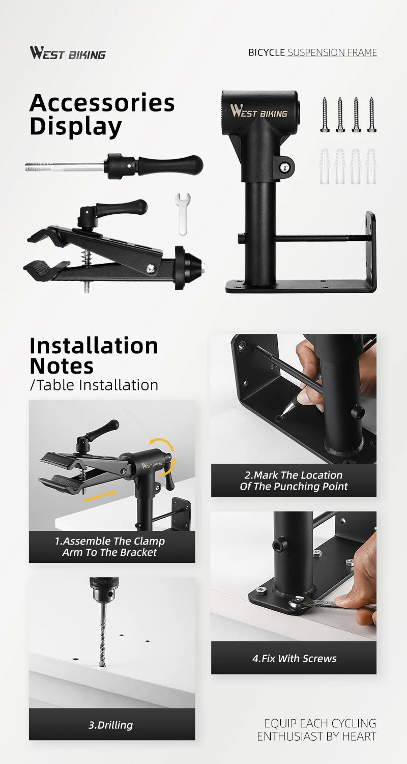 WEST BIKING Foldable Bike Repair & Display Stand – Multipurpose Wall/Floor Rack for Bicycle Storage & Maintenance