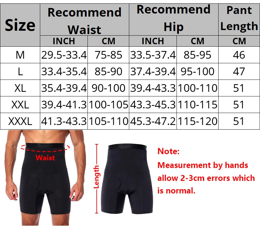 Men's Slimming Waist Trainer - High Waist Compression Body Shaper Underwear for Abdomen and Belly Control Shorts