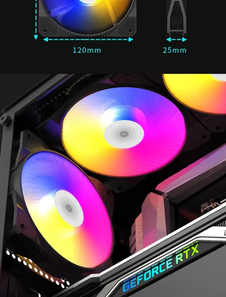 TEUCER P16 120mm RGB PC Case Fan – Silent 4-Pin CPU Cooler with Rainbow Lighting