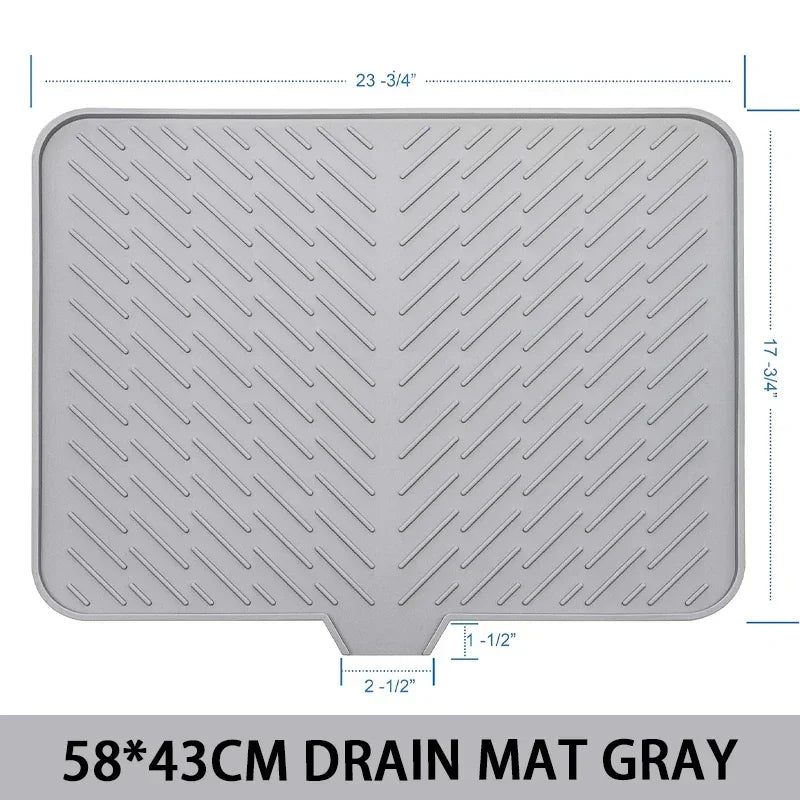 Large Silicone Dish Drying Mat | Hygienic, Non-Slip, Heat Resistant Pad Preventing Water Build-Up