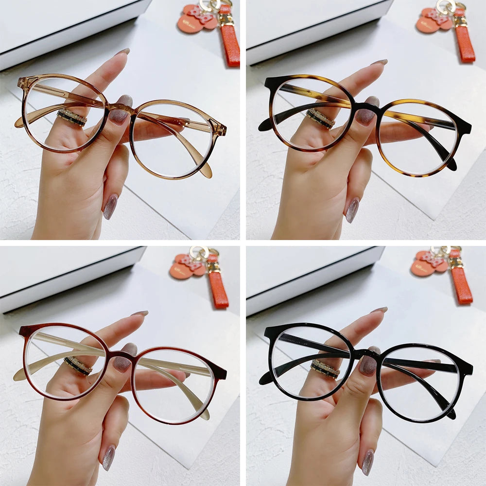 Anti Blue Light Round Computer Glasses for Women & Men, PC Eyewear Frame Optical Spectacles for Eye Strain Protection & Screen Blocking