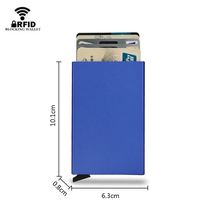 RFID Smart Wallet Card Holder: Metal Slim Pop-Up Minimalist Wallet for Men & Women - Small Black Purse Vallet for Secure and Stylish Carry