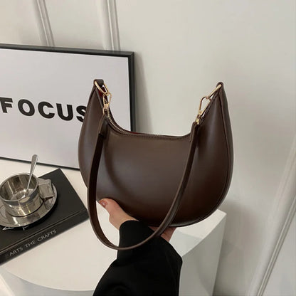 Women’s Moon-Shaped Shoulder Bag – Luxury High-End Baseball Style Elegant Crossbody Handbag Fashionable Lady Purse