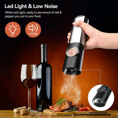 USB Rechargeable Electric Salt and Pepper Grinder: Adjustable Coarseness, Refillable Mill - Battery Powered Kitchen Gadget