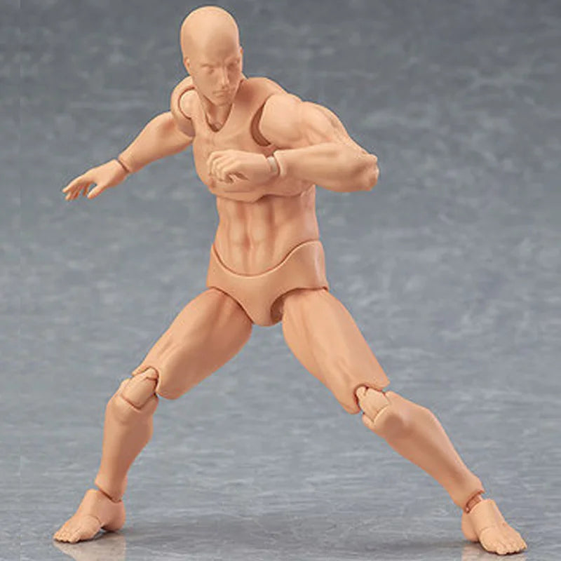 13cm Wooden Art Mannequin Figure – Male & Female Movable Body Drawing Model for Sketching, Painting & Anime Pose Reference
