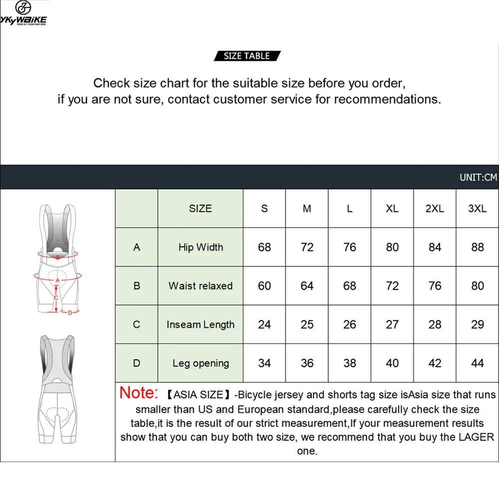 YKYWBIKE Men's Cycling Bib Shorts - Outdoor Bike Ride Padded Tights, 6 Hours Comfort, MTB Cycling Clothing for Men