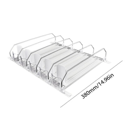 Canned Beverage Push Rack – Adjustable E-Shaped Drink Organizer & Dispenser for Kitchen & Fridge