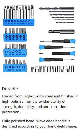 DEKO 126-Piece Drill Set – 8V Blue Cordless Drill & Hand Tool Kit for Home, Ideal for Women
