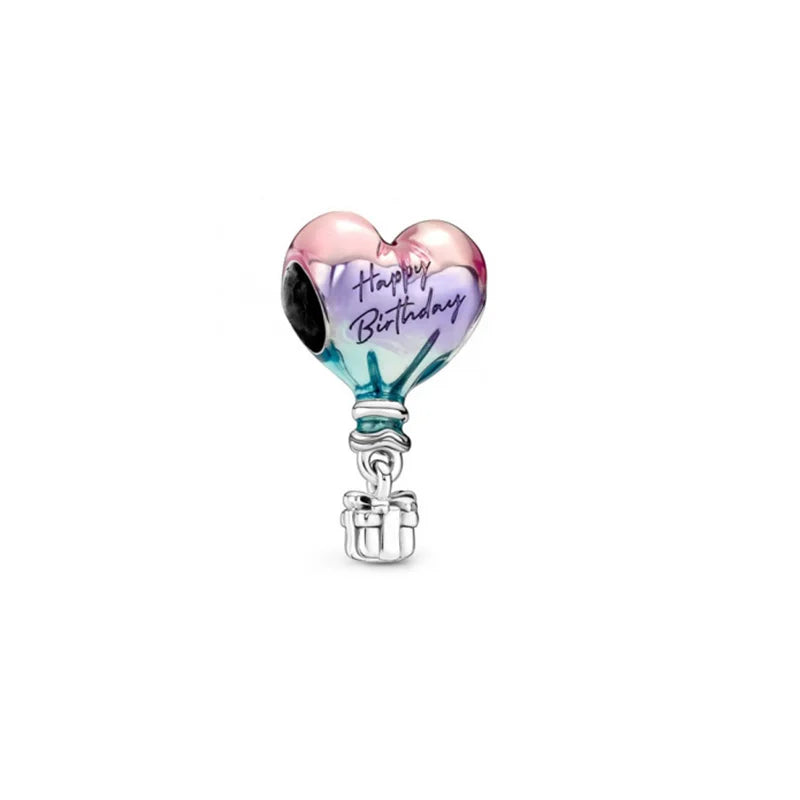 925 Silver Plated Murano Glass Sea Turtle Dangle Charm - Colorful Pink & Blue Jewelry for Women's Bracelet