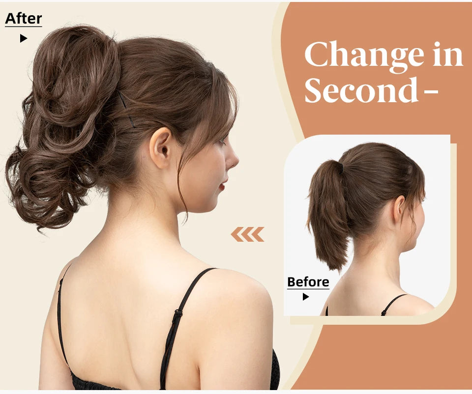 SARLA Premium Synthetic Claw Clip-In Ponytail Extensions – Blonde Hairpiece, Fake Pigtail Hair Bun for Women P026
