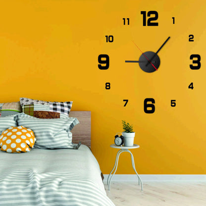 3D Frameless DIY Wall Clock — Creative Mute Digital Wall Sticker for Home, Living Room, and Office Decoration