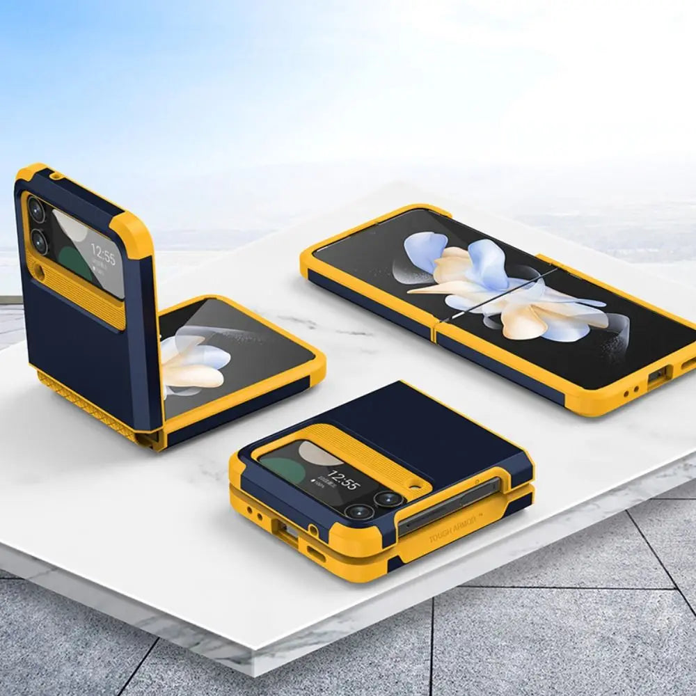 PC TPU Z Flip 3/4/5 Case: Shockproof Armor Phone Cover for Samsung Galaxy - Protective Hinge Mobile Phone Protector, New and Durable