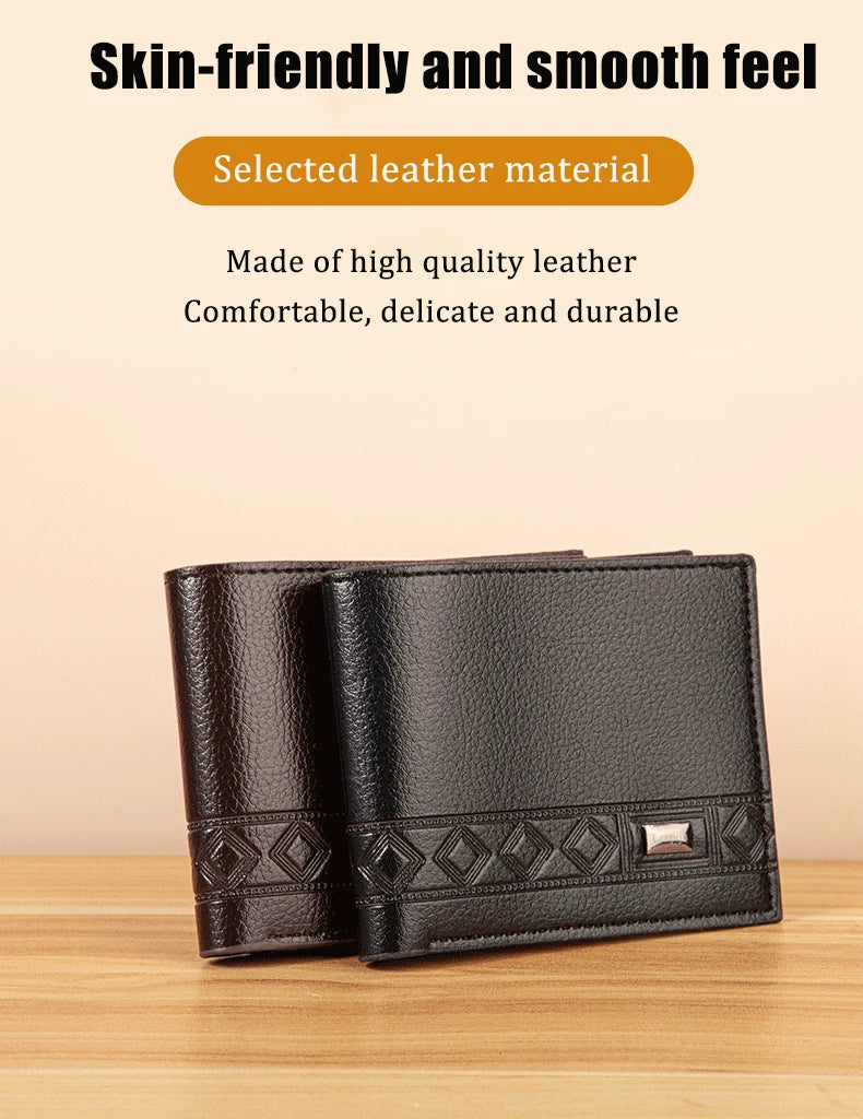 Mini Slim Zipper Card Wallet for Men — Portable Ultra-Thin Black Purse for ID, Bank & Credit Cards