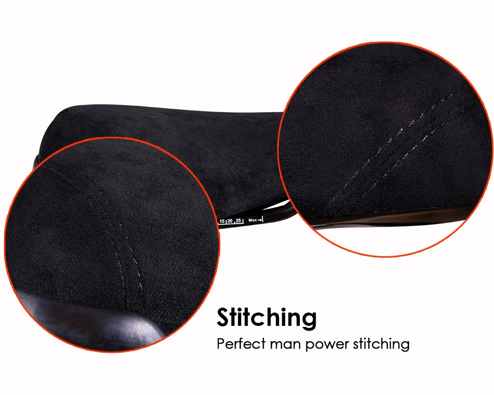 Funsea Bicycle Saddle - Black Wheelie Seat with Embroidered Logo, Flannelette Cover, 8mm Rail for Bikes