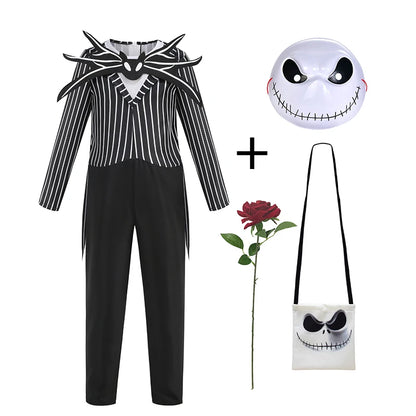 Jack Skellington & Sally Kids Costume - Halloween Cosplay Dress-Up Outfit for Girls & Boys
