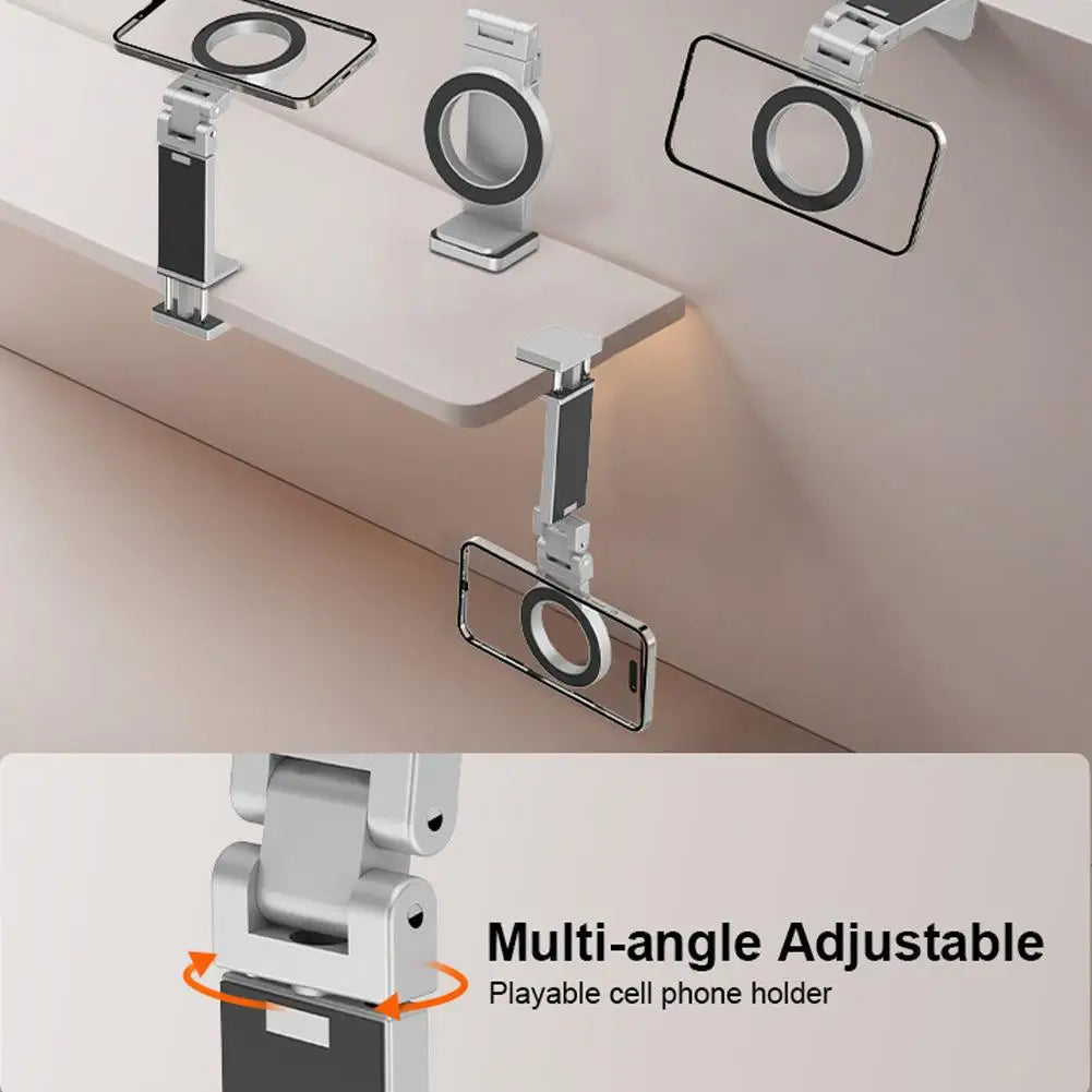 Universal Foldable Magnetic Phone Holder – Rotatable Travel Mount for Smartphones Airplane Car Desk