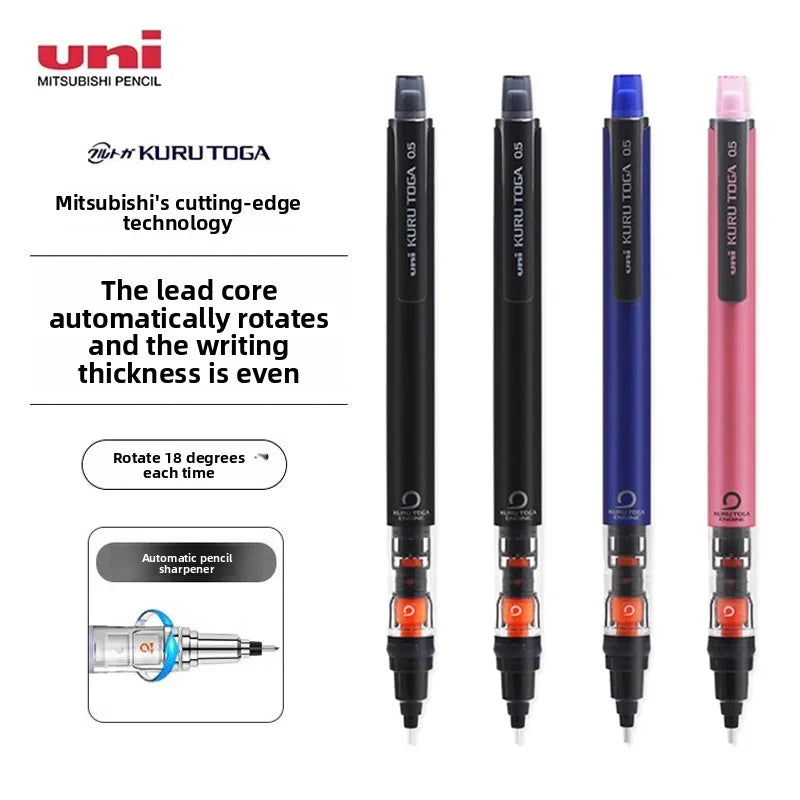 UNI Kuru Toga M5-452 Mechanical Pencil 0.5mm – Automatic Rotating Lead Drawing Pencil with Low Center of Gravity for School & Office Supplies
