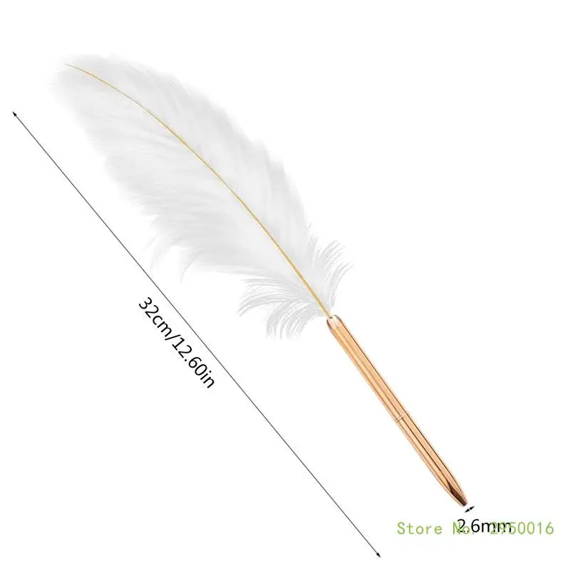 Stylish White Feather Ballpoint Pen – Elegant Wedding Signature Pen for Business & School Use