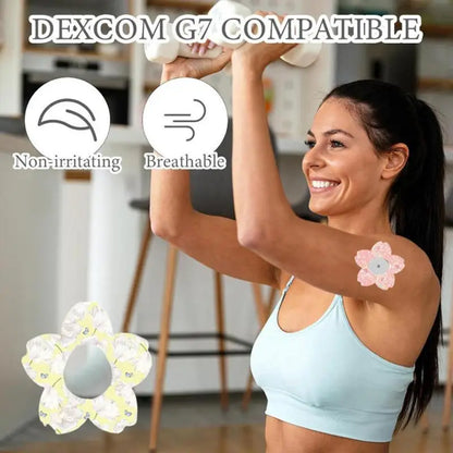 Blood Glucose Sensor Adhesive Patches - Invisible Sensor Fixing Stickers in 5 or 8-Piece Sets, Wildflower Designs