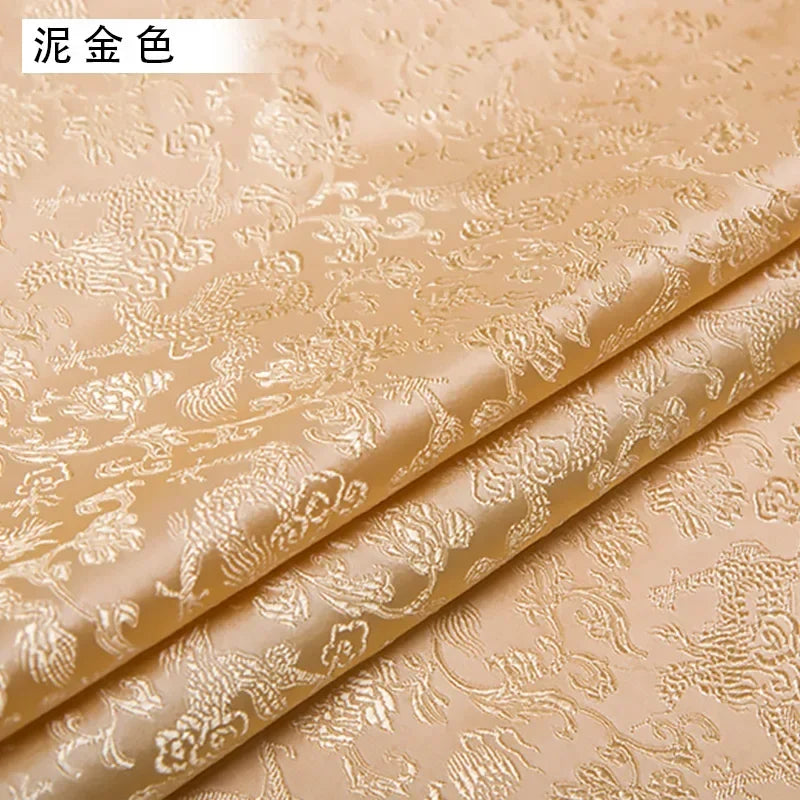 0.5/1/2m Brocade Satin Fabric — Dragon Pattern Material for Sewing, DIY Crafts, Gift Boxes & Patchwork