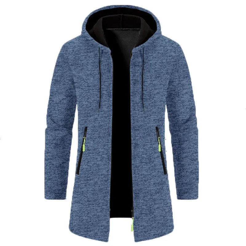 Men's Oversized Hoodie - Long Sleeve Zippered Sweatshirt, Winter Top Jacket Coat, Black Sweater