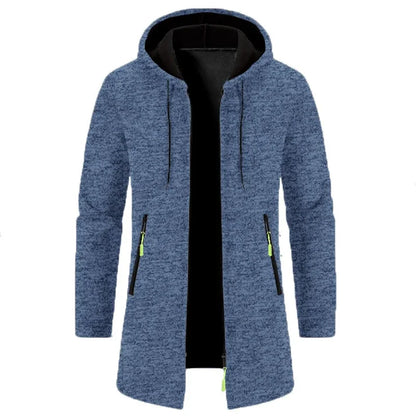Men's Oversized Hoodie - Long Sleeve Zippered Sweatshirt, Winter Top Jacket Coat, Black Sweater