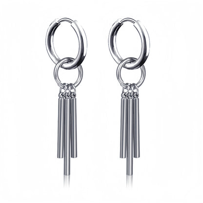 Long Hanging Cross & Leaf Hoop Earrings – Vintage Stainless Steel Hip Hop Unisex Jewelry Accessories