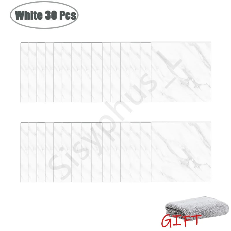 PVC Marble Wall & Floor Stickers - Waterproof Self-Adhesive Tile Decor for Kitchen & Bathroom