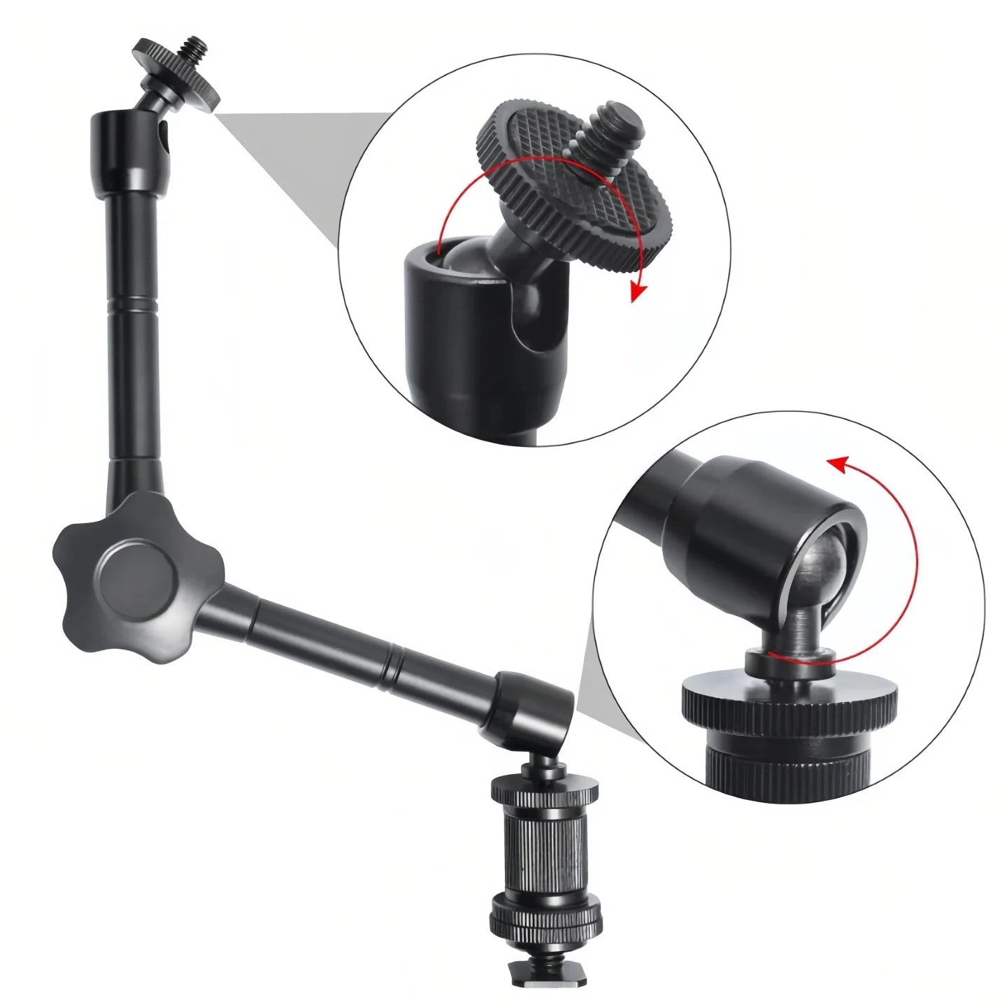 7"/11" Articulating Magic Arm with Super Clamp – DSLR Camera Rig Mount for Monitor, LED Light & Video Accessories