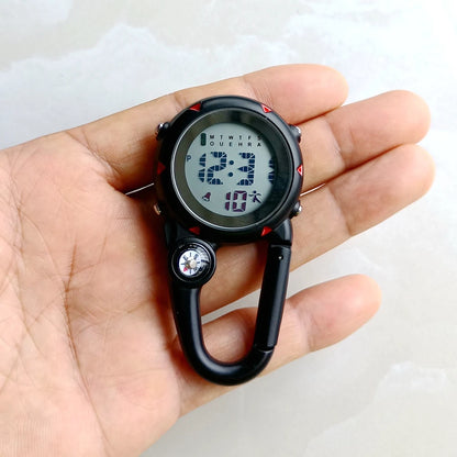 Unisex Nurse & Doctor Carabiner Clip Digital Pocket Watch – Luminous Multi-Function Keychain FOB with Hang Clock