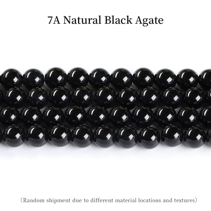 Natural Black Agate Beads – Round Frosted Stone Spacer Beads for DIY Jewelry, Bracelets & Necklace Accessories