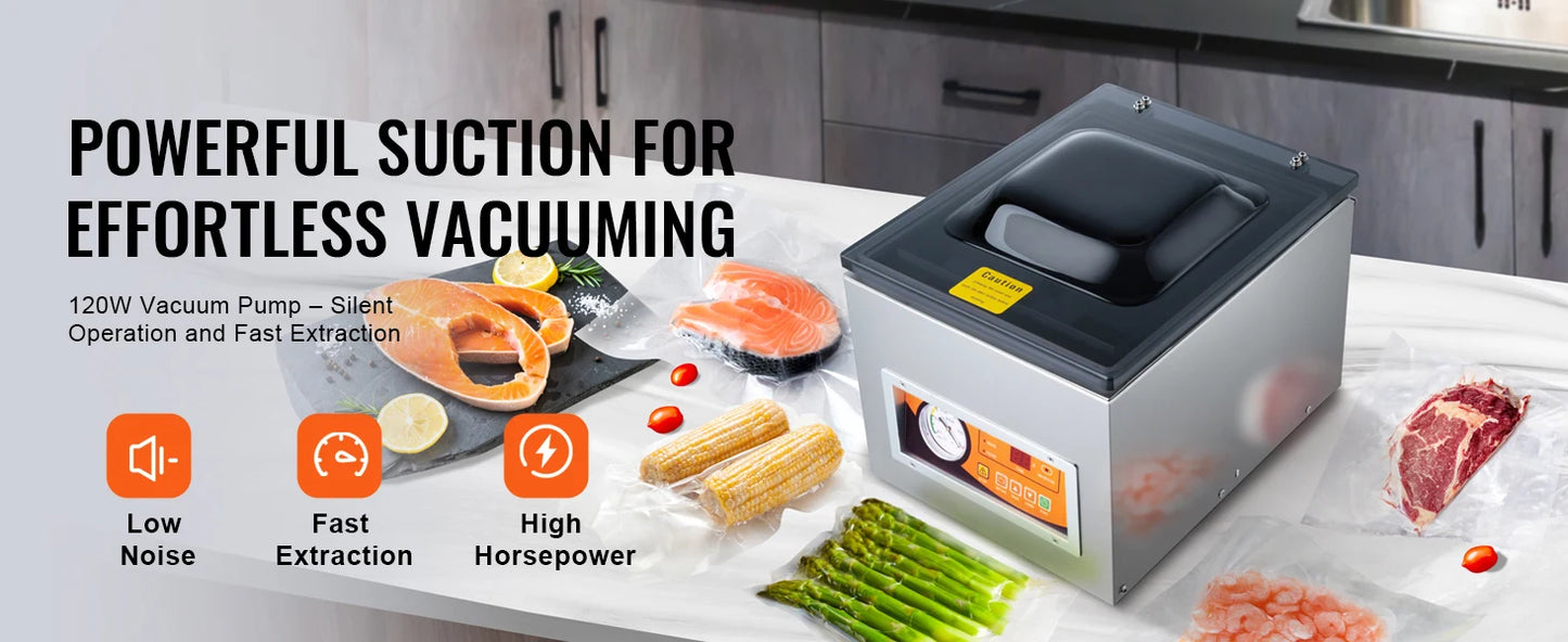 SucceBuy DZ-260S Chamber Vacuum Sealer — 260W Vacuum Packing Machine with 10.2" Seal for Wet Foods & Meats, Home Kitchen Use