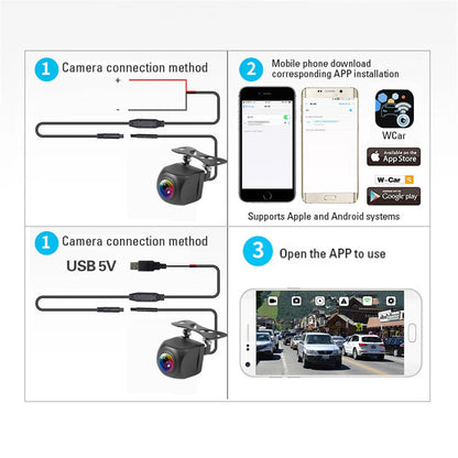 Wireless Car Rear View Camera — HD 170° Waterproof Backup Camera for Android & iOS, 12V/24V