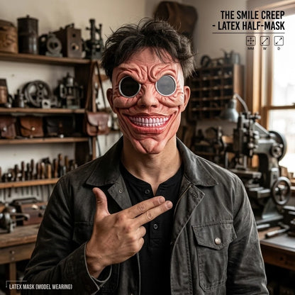 Scary Smile Half Face Mask - Creepy Black Hole Horror Halloween Cosplay Costume