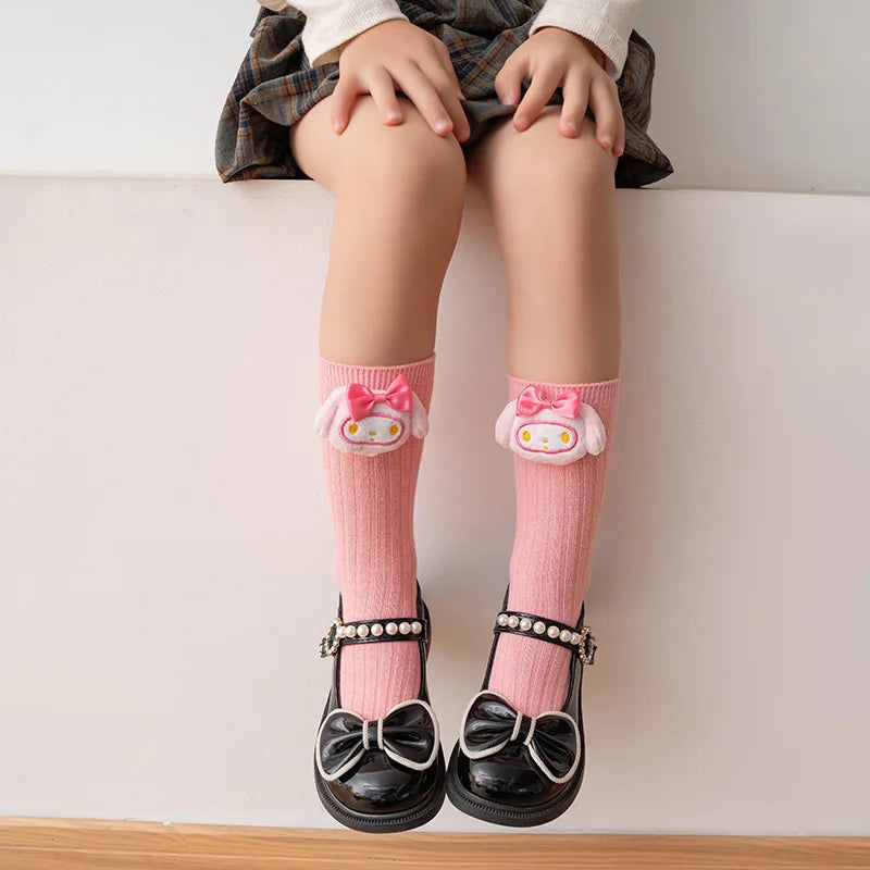 Sanrio Kuromi, Melody, Cinnamoroll & Kitty Cat Socks – Kawaii Cartoon Mid-Tube Socks for Girls, Korean Style Trendy Student Socks
