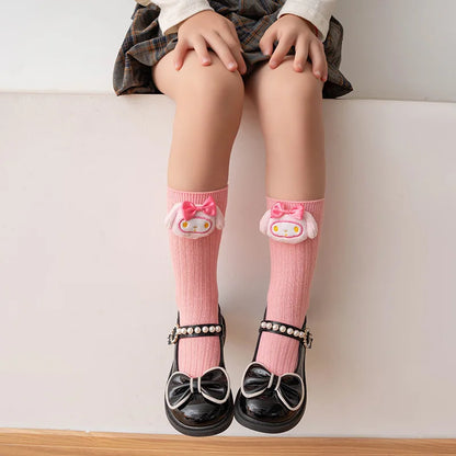 Sanrio Kuromi, Melody, Cinnamoroll & Kitty Cat Socks – Kawaii Cartoon Mid-Tube Socks for Girls, Korean Style Trendy Student Socks