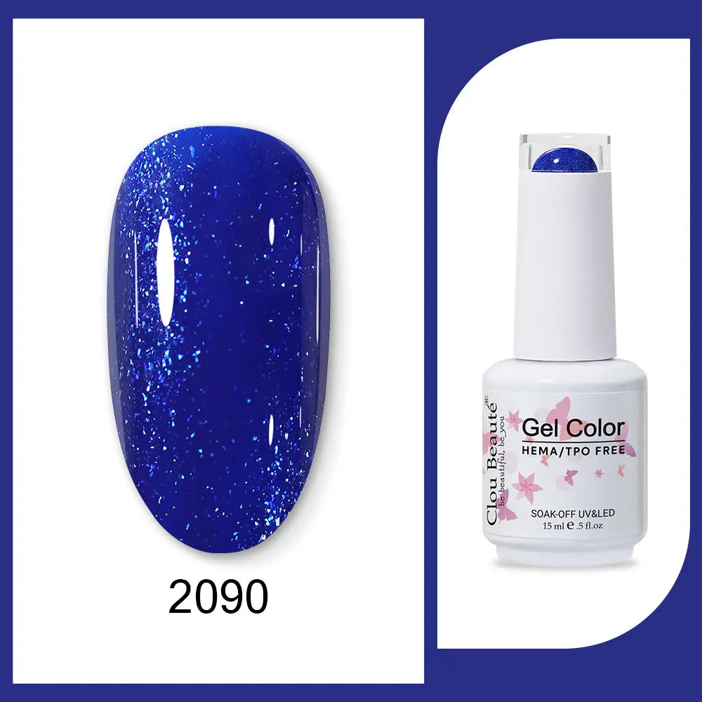 Clou Beaute 15ml Gel Nail Polish Set – Red Black White Green Neon UV Soak-Off Semi-Permanent Nail Varnish Base & Velvet Top Coat