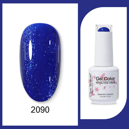 Clou Beaute 15ml Gel Nail Polish Set – Red Black White Green Neon UV Soak-Off Semi-Permanent Nail Varnish Base & Velvet Top Coat
