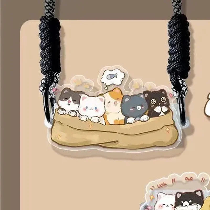 Cute Cartoon Cat & Dog Phone Lanyard – Adjustable Crossbody Shoulder Strap, Back Clip Hanging for Universal Mobile Phones