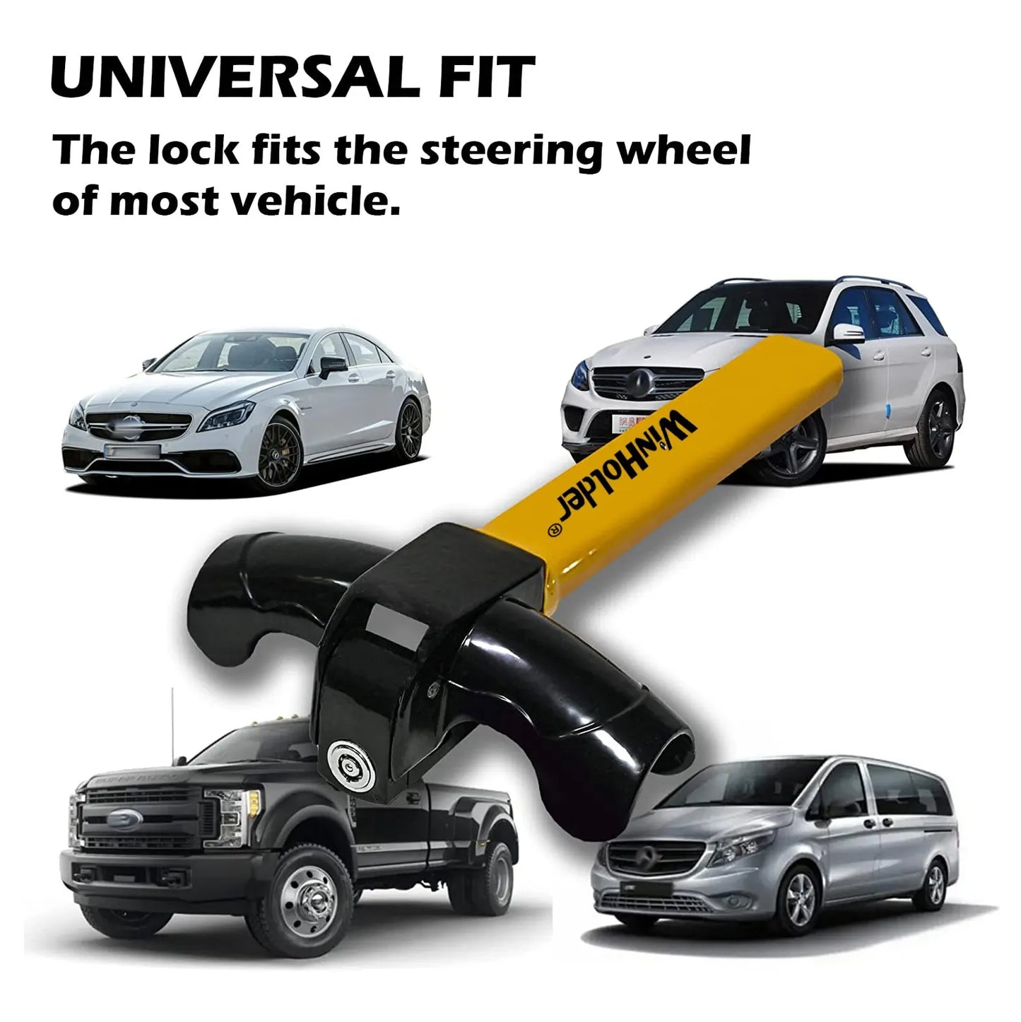 Universal Car Steering Wheel Lock | Maximum Security Anti-Theft T-Bar Immobilizer | Fits All Steering Wheels