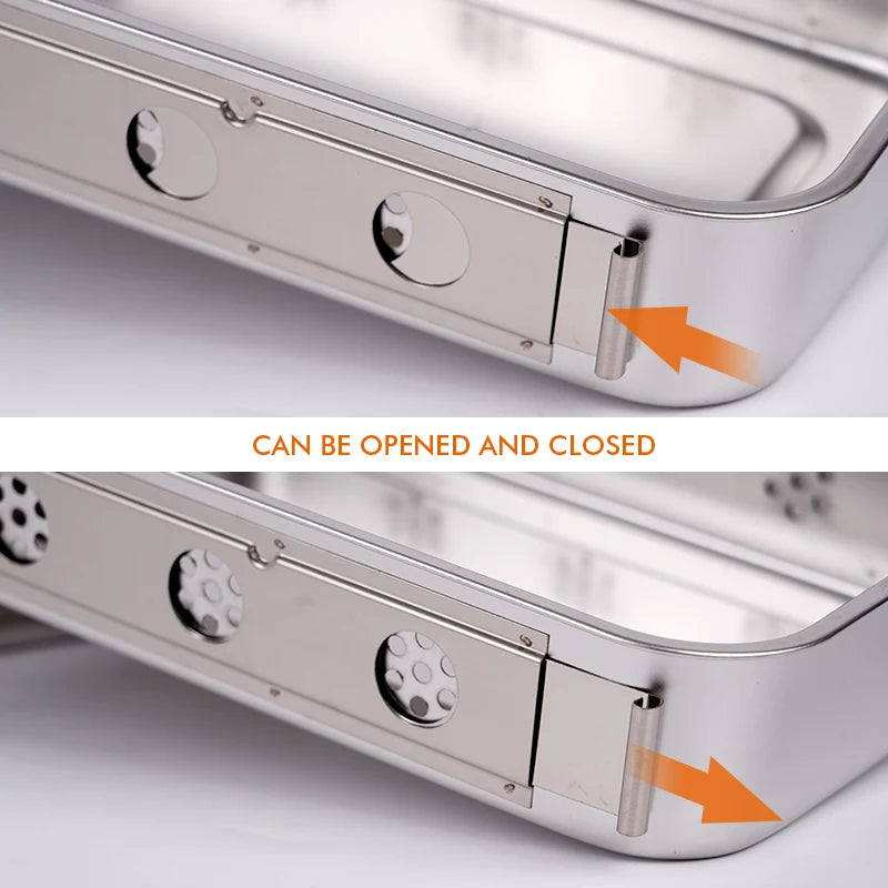 Stainless Steel Dental Disinfection Box – Surgical Sterilization Tray with Holes Medical Steriliser Container for Dentistry Accessories