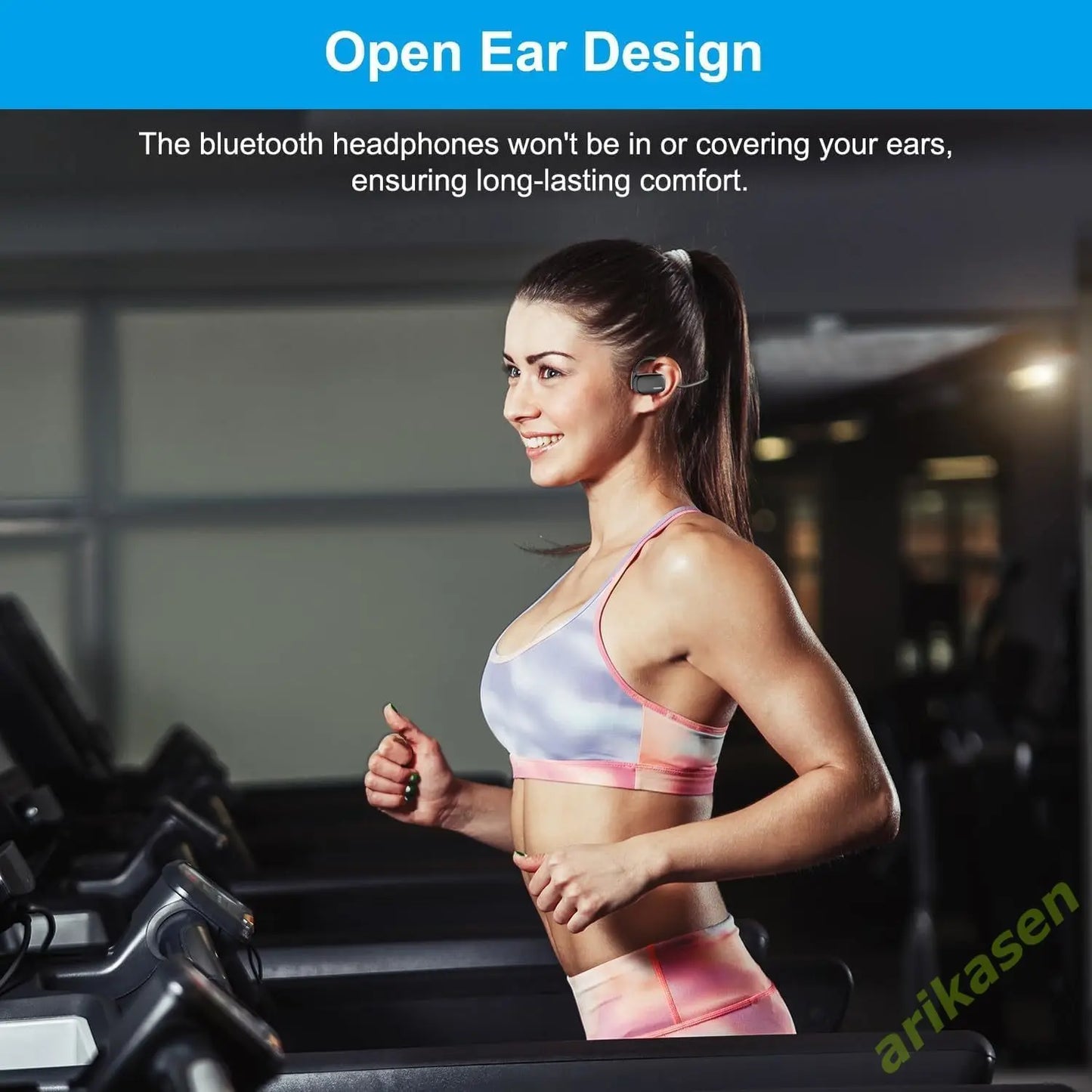 Bluetooth Headset with Microphone Boom – Noise Cancelling Open-Ear Wireless Headphones with Mute Button for Driving & Gym