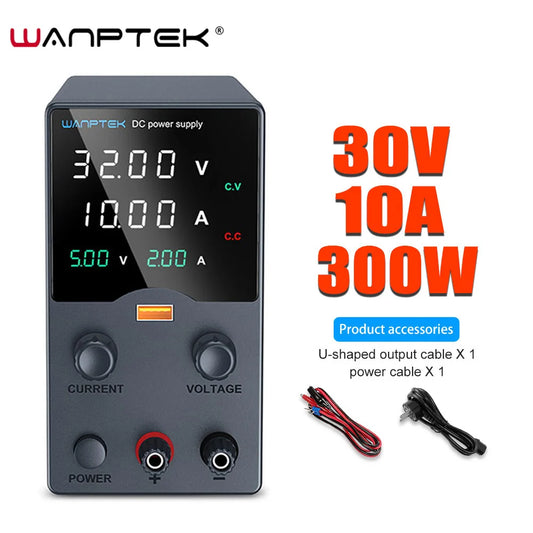 Wanptek DC Power Supply – Adjustable 30V 10A / 60V 5A Lab Bench Voltage Regulator, Variable 120V 3A Power Supply