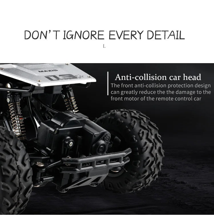 1:12/16 RC Off-Road Truck – 4WD Remote Control Car with Metal Shell & LED Lights for Kids